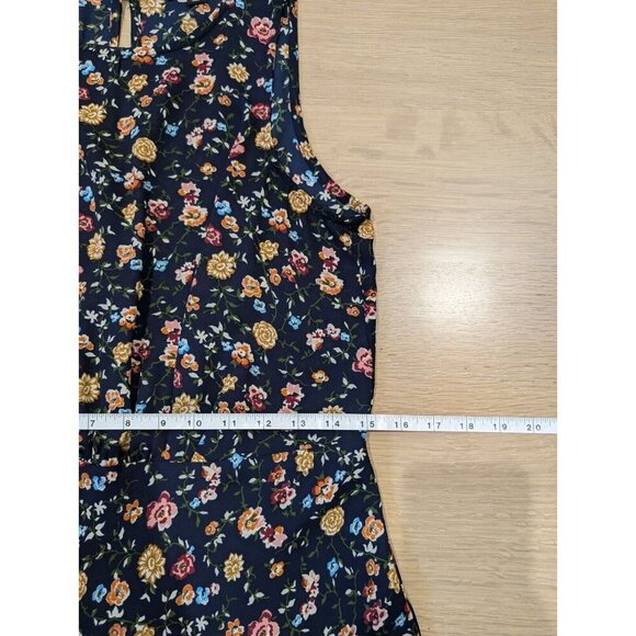 J Crew Mercantile Ruched Waist Dress In Vintage Floral Lined Navy Sz 8 J4272 - Picture 13 of 15